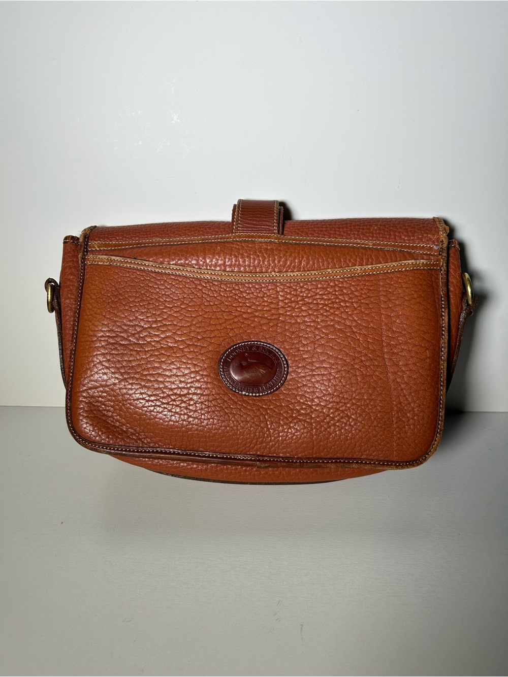 Vintage Dooney Bourke AWL Leather Saddle Bag Cognac Equestrian USA No Strap